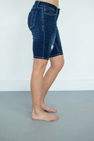 Brandi Bermudas | Dark Wash Light Distress