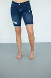 Brandi Bermudas | Dark Wash Light Distress