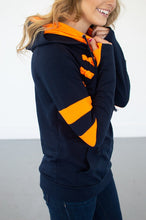 Load image into Gallery viewer, Navy/Orange Varsity Hoodie
