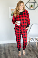 Red and Black Buffalo Plaid Lounge Set