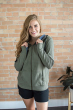 Load image into Gallery viewer, Rogue Zip Up Hoodie | Olive and Navy
