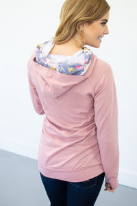Blush Floral Accented Hoodie