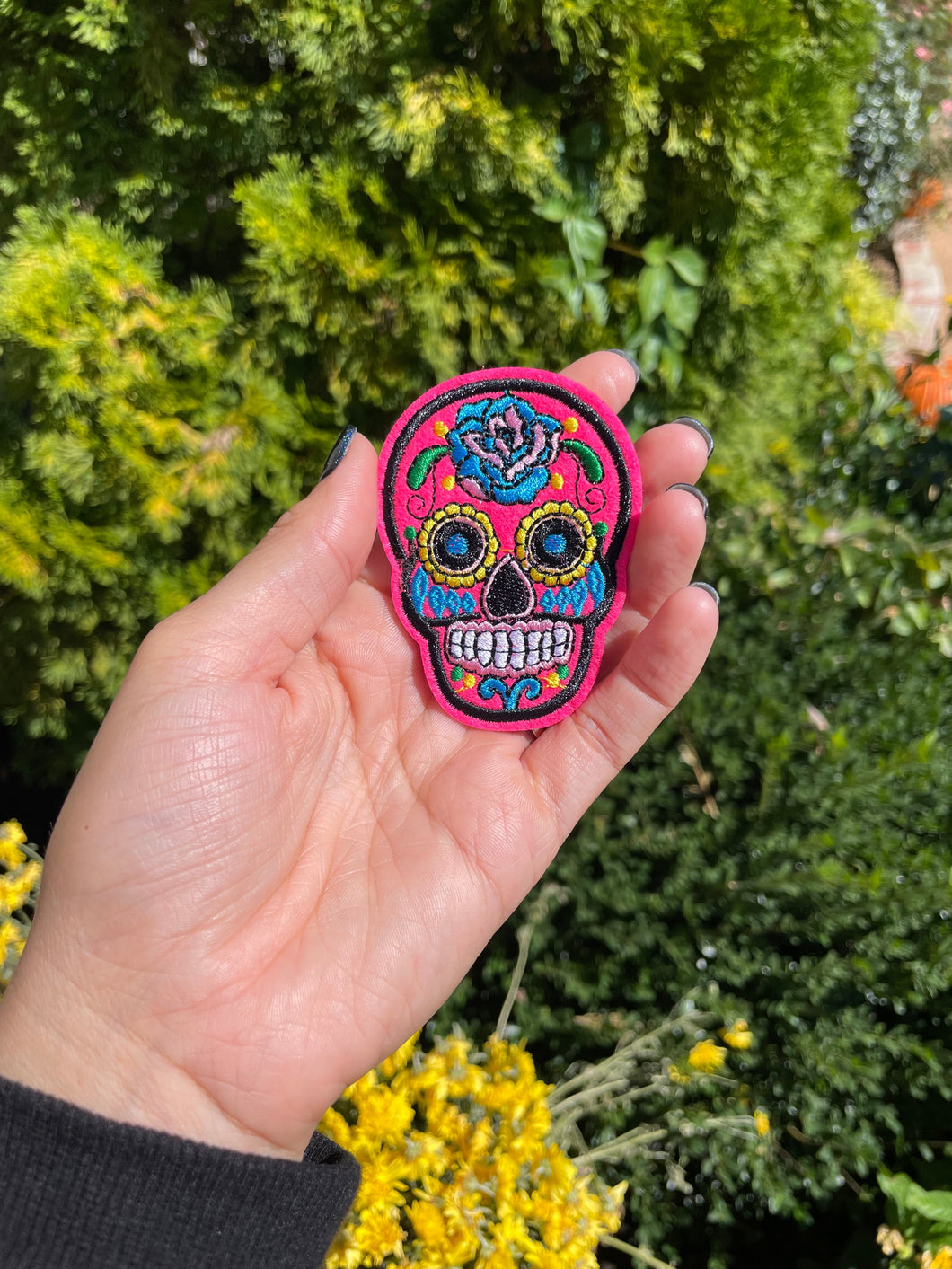 Small Sugar Skull Iron on Patch | 4 Colors