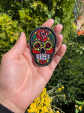 Load image into Gallery viewer, Small Sugar Skull Iron on Patch | 4 Colors
