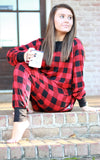 Red and Black Buffalo Plaid Lounge Set