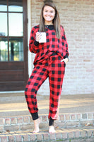 Red and Black Buffalo Plaid Lounge Set