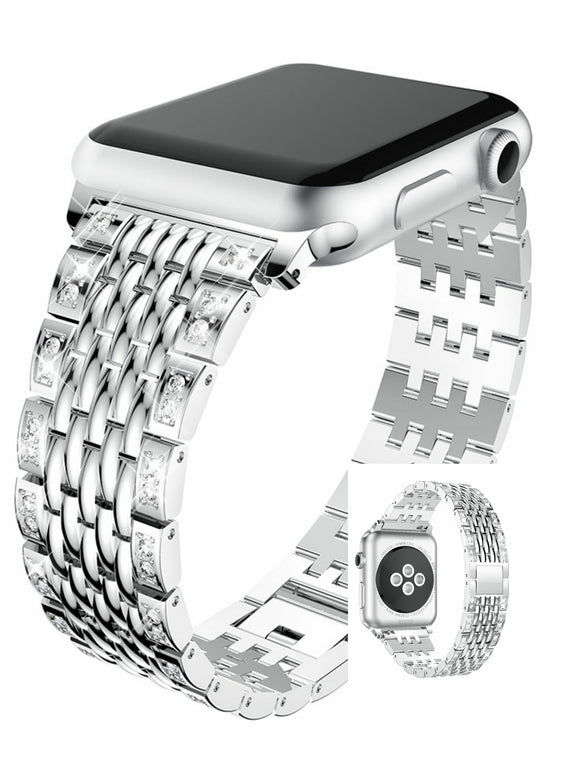 ALLOY METAL BRACELET WITH RHINESTONES - APPLE SERIES 4 WATCH