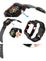 BLACK RUBBER STRAP WITH BUILT IN PROTECTIVE CASE FOR APPLE WATCH