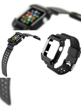 Load image into Gallery viewer, BLACK RUBBER STRAP WITH BUILT IN PROTECTIVE CASE FOR APPLE WATCH
