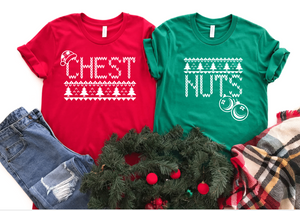 Chest Nuts Couples Christmas Tee