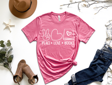 Load image into Gallery viewer, Peace Love Books Tee
