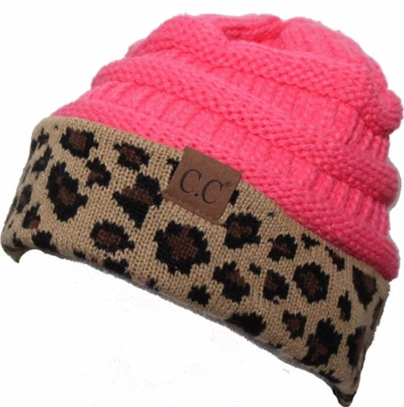 CC Beanie Ponytail Messybun - Leopard - MB-45