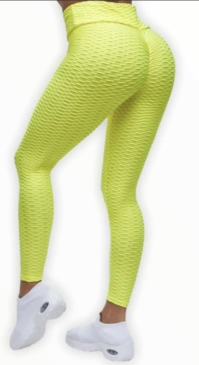 Flourescent Yellow/Green Honeycomb Tik Tok Leggings