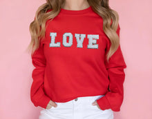 Load image into Gallery viewer, LOVE Chenille Patch Sweatshirt | Red
