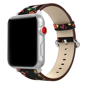 LEATHER SMARTWATCH BAND - PEONIES PATTERN BAND - APPLE