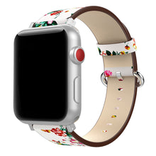 Load image into Gallery viewer, LEATHER SMARTWATCH BAND - PEONIES PATTERN BAND - APPLE
