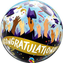 Load image into Gallery viewer, Qualatex Bubble Balloon (22&quot;) Congratulations Grad Caps - Single - Uninflated
