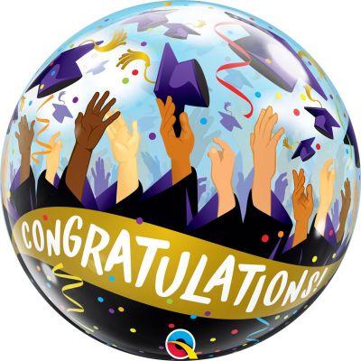 Qualatex Bubble Balloon (22") Congratulations Grad Caps - Single - Uninflated