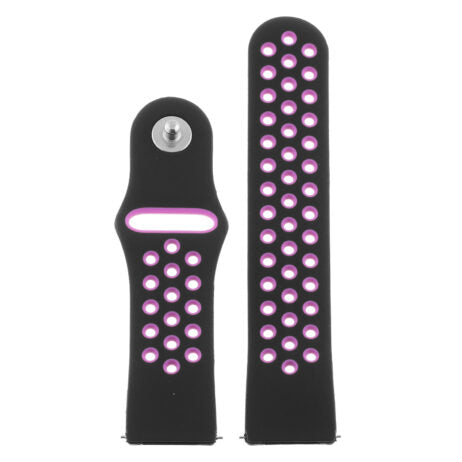 Fitbit Versa Perforated Watchband - Black & Purple , Pin & Tuck Style