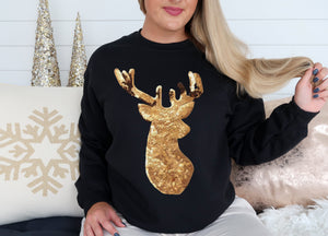 Sequin Reindeer Crewneck Sweatshirt